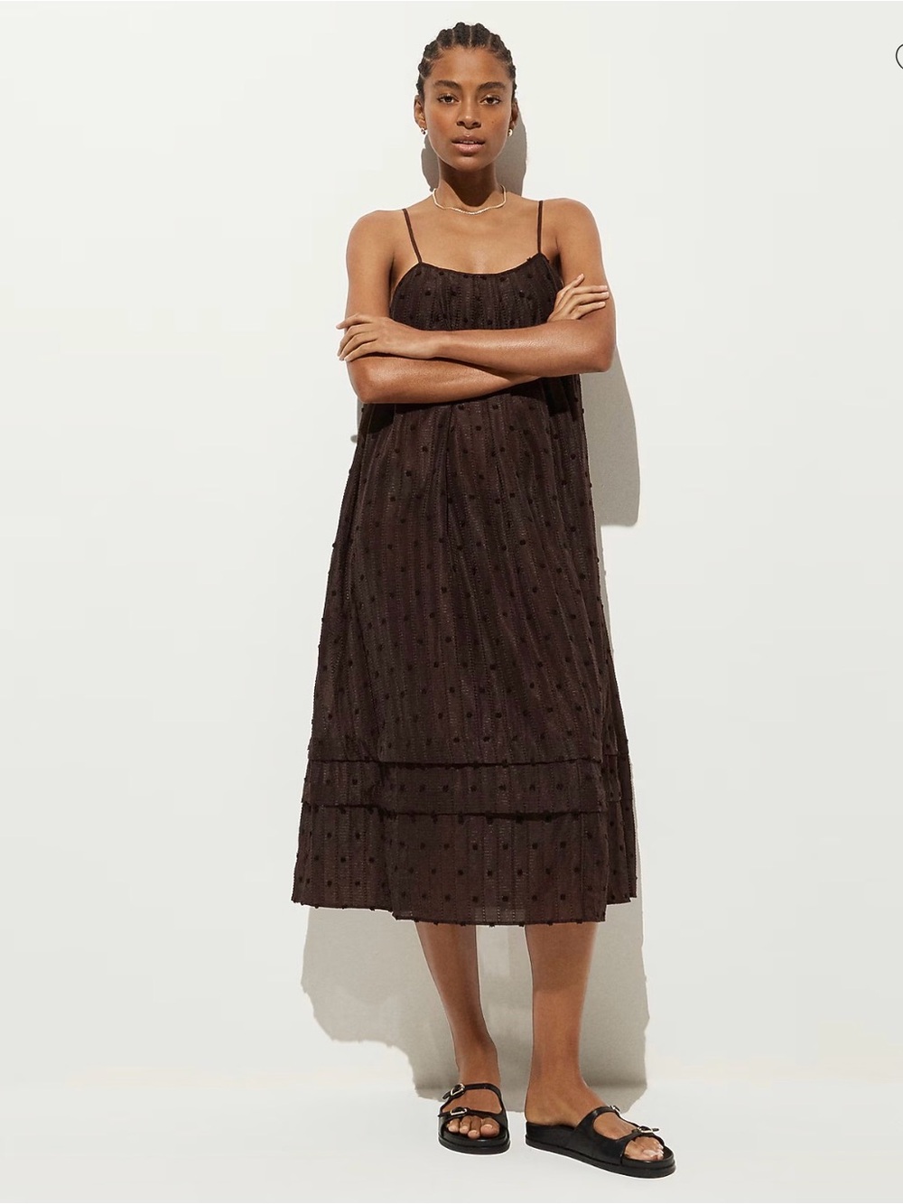 J. Crew Shift Midi Dress in Textured Dot